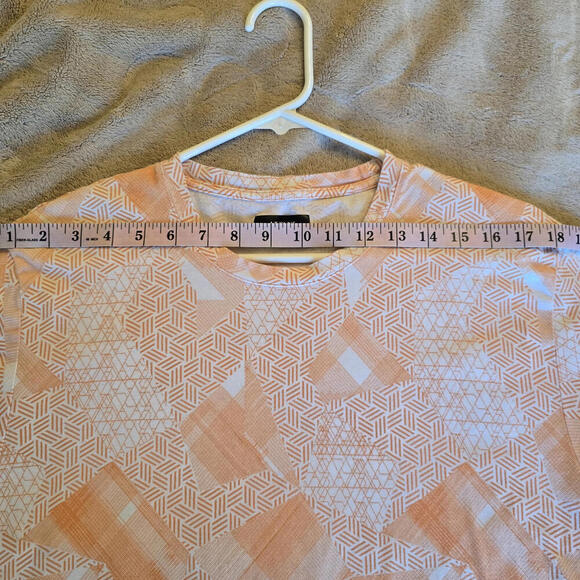 Alfani Shirt Mens Size XXL Orange Abstract Short Sleeve Crew Neck Pullover Top - Picture 4 of 6
